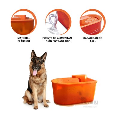 BEBEDERO PERRO Y GATO MA31423 RYBIU COMPACTO NARANJA + ENVOLTORIO REGALO - 4