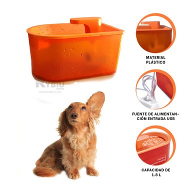 BEBEDERO PERRO Y GATO MA31423 RYBIU EFICIENTE Y FUNCIONAL NARANJA + REGALO AGENDITA