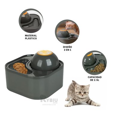 ALIMENTADOR PERRO Y GATO MA31422 RYBIU MODERNO PET PLOMO + ENVOLTORIO REGALO