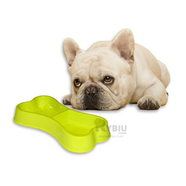 PLATO PERRO Y GATO MA31294 RYBIU DURADERO DOBLE VERDE + PAPEL REGALO