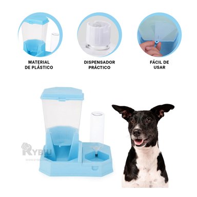 DISPOSITIVO COMIDA PERRO Y GATO MA29660 RYBIU CELESTE + BANDERITAS ADHESIVAS