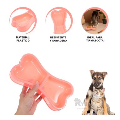 COMEDERO PERRO Y GATO MA31293 RYBIU COMPACTO Y ELEGANTE ROSADO + GIFT STICKERS