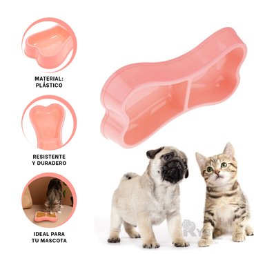PLATILLO PERRO Y GATO MA31293 RYBIU MULTIFUNCIONAL M ROSADO + REGALO LIGAS PEINAR