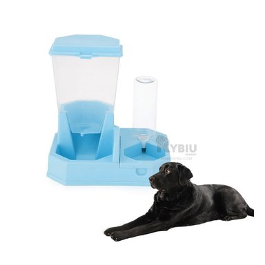 COMEDERO PERRO Y GATO MA29660 RYBIU 2 EN 1 MASCOTAS CELESTE + GIFT STICKERS