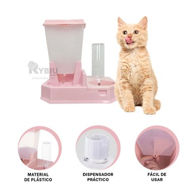 COMEDERO PERRO Y GATO MA29661 RYBIU BEBIDA Y COMIDA SECA ROSADO + AGENDITA