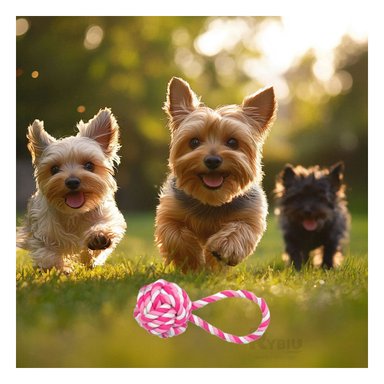 JUGUETE PERRO MA31351 MORDEDOR ROSADO + BANDERITAS ADHESIVAS RYBIU