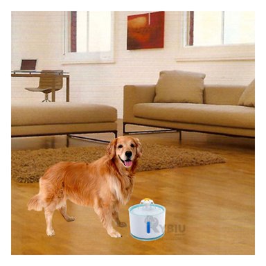 FUENTE PERRO Y GATO MA31414 RYBIU CON LUZ LED BLANCO CELESTE + PAPEL REGALO