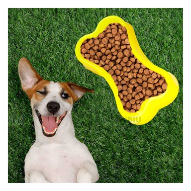 PLATO PERRO Y GATO MA31318 RYBIU COMPACTO AMARILLO + PAPEL REGALO