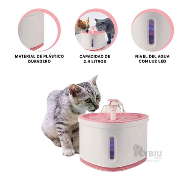 BEBEDERO PERRO Y GATO MA31415 RYBIU ESTABLE Y EFICIENTE ROSADO + GIFT STICKERS