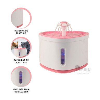 BEBEDERO PERRO Y GATO MA31415 RYBIU ESTETICO CON LUZ LED ROSADO + ENVOLTORIO REGALO