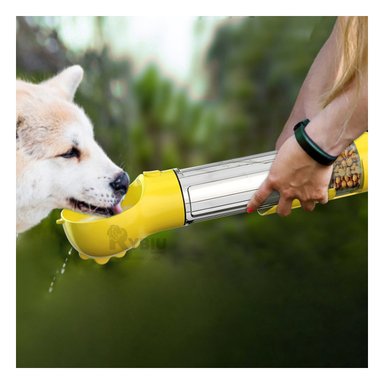 BOTELLA PERRO Y GATO MA32085 RYBIU MULTIFUNCIONAL BEBER AMARILLO + REGALO AGENDITA