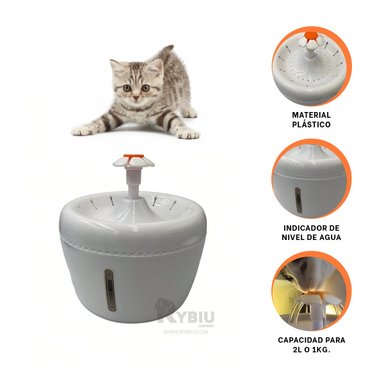 BEBEDERO PERRO Y GATO MA31418 RYBIU EFICAZ BLANCO + BANDERITAS ADHESIVAS