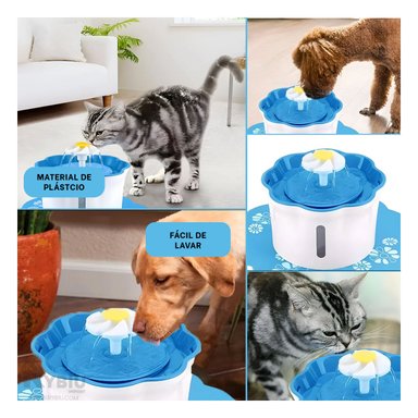 FUENTE PERRO Y GATO MA31419 RYBIU PORTABLE CON RECIRCULACION CELESTE + PAPEL REGALO