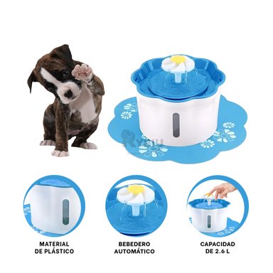 BEBEDERO PERRO Y GATO MA31419 RYBIU LAVABLE Y AUTOMATICO CELESTE + REGALO AGENDITA