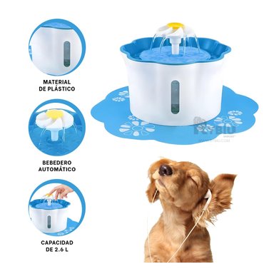 BEBEDERO PERRO Y GATO MA31419 RYBIU CON FILTRO RESIDUOS CELESTE + GIFT STICKERS