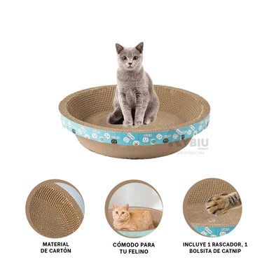 CAMA CARTÓN GATOS MA30065 RASCADORA MEDIANA MARRON + BANDERITAS ADHESIVAS RYBIU - 3