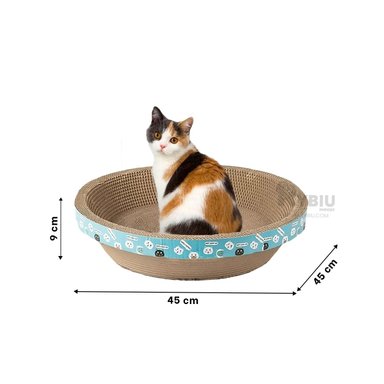 CAMA CARTÓN GATOS MA30065 RASCADORA MEDIANA MARRON + BANDERITAS ADHESIVAS RYBIU - 5