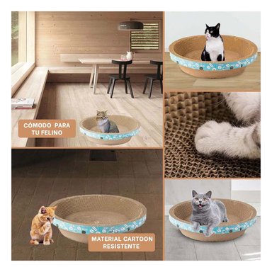 CAMA CARTÓN GATOS MA30065 ANTIDESENTRESANTE MARRON + POST IT ADHESIVOS RYBIU - 5