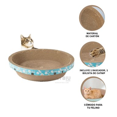 RASCADOR CARTÓN GATOS MA30065 DISPOSITIVO CON HIERVA EN MARRON + GIFT MINIAGENDA RYBIU