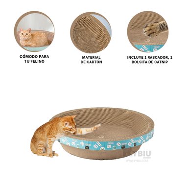 RASCADOR CARTÓN GATOS MA30065 DISPOSITIVO FACIL USAR EN MARRON + REGALO STICKERS RYBIU