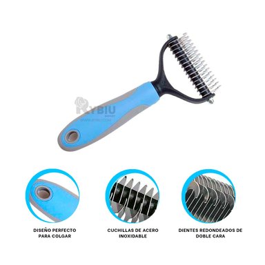 PEINE RYBIU MA29855 FACIL USAR MEDIANO CELESTE + BANDERITAS ADHESIVAS