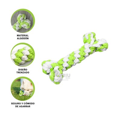 HUESO JUGUETE ALGODÓN PERROS MA29937 DIVERTIDO VERDE + ENVOLTORIO REGALO RYBIU