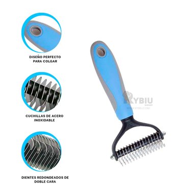 PEINETA RYBIU MA29855 PET ERGONOMICA MEDIANO CELESTE + STICKERS