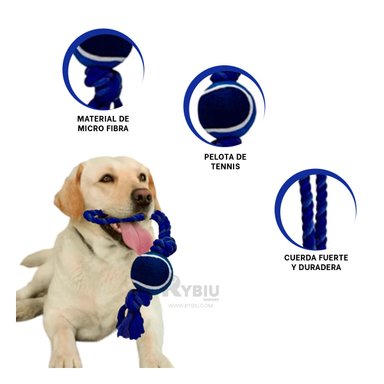 CUERDA PERROS MA31355 BOLA TENNIS EN AZUL NOCTURNO + ENVOLTORIO REGALO RYBIU