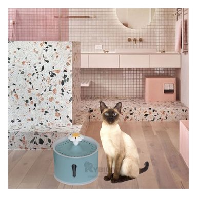 FUENTE AGUA PERRO Y GATO MA31413 RYBIU MASCOTAS AZUL ACERO