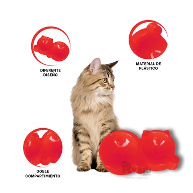 PLATO COMIDA GATO MA31289 RYBIU DOBLE M ROJO + PAPEL REGALO - 4
