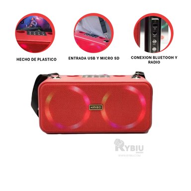 BOCINA RYBIU MODERNA Y PORTATIL CON CORREA ROJO + REGALO STICKERS KMS-186 - 3