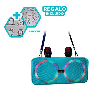 PARLANTE RYBIU FUNCIONAL Y COMPACTO EN CELESTE + REGALO STICKERS KMS-186 - 1