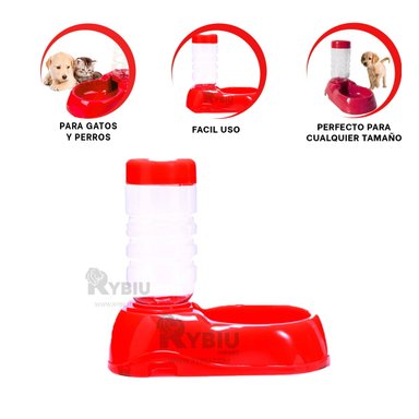 FUENTE AGUA PERRO Y GATO MA31108 RYBIU MASCOTAS ROJO + GIFT STICKERS