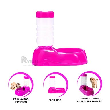 FUENTE AGUA PERRO Y GATO MA31109 RYBIU MASCOTAS ROSADO + GIFT STICKERS