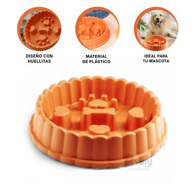 COMEDERO PERRO MA31316 RYBIU PRACTICO MASCOTA NARANJA + ENVOLTORIO REGALO