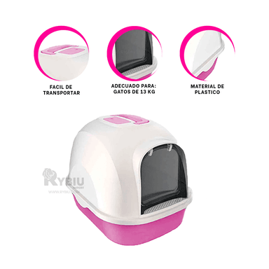 SANITARIO GATOS RYBIU MA30922 ARENERO ROSADO + ENVOLTORIO REGALO