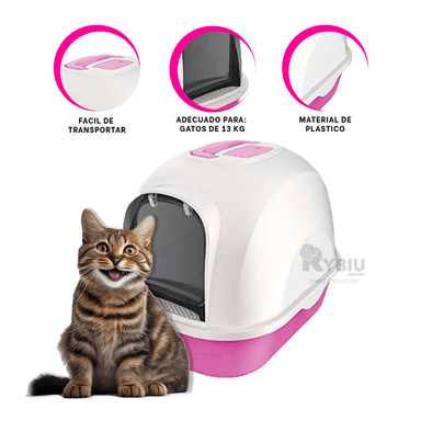 SANITARIO GATOS RYBIU MA30922 ARENA CERRADO ROSADO + STICKERS