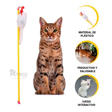 JUGUETE GATOS MA29072 PALO CON ROEDOR JUGUETE MININOS AMARILLO + STICKERS RYBIU