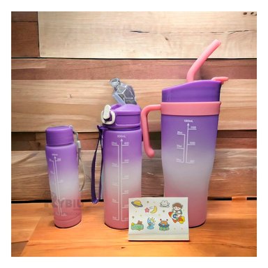 BOTELLAS RYBIU CO30089 CON DIFERENCIAS MORADO 3 UNIDADES + GIFT STICKERS