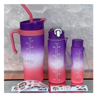 BOTELLAS RYBIU CO30089 ESTAMPADO 2D MORADO 3 UNIDADES + REGALO AGENDITA