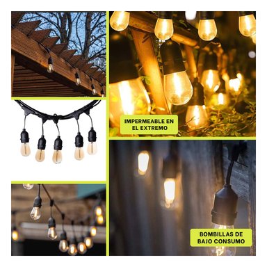 LUCES RYBIU TE32087 NEGRO ILUMINACION 10 FOCOS VINTAGE + GIFT MINIAGENDA