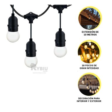 LUCES RYBIU TE32087 NEGRO CADENA PERFECTA 5M + LIGAS REGALO