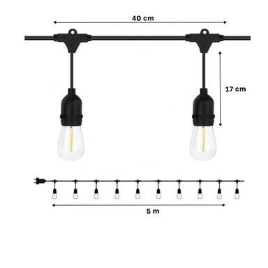 LUCES RYBIU TE32087 NEGRO CADENA BONITA LUZ 5M + REGALO LIGAS PEINAR