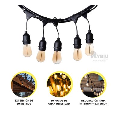 LUCES RYBIU TE32087 NEGRO CADENA 5 METROS + POST-IT ADHESIVOS