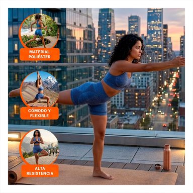 CONJUNTO MUJER RYBIU DE33249 AZUL FITNESS ALTO RENDIMIENTO + PAPEL REGALO - 5