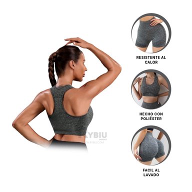 CONJUNTO YOGA MUJER RYBIU DE33247 PLATA PRACTICO Y COMODO PLOMO + LIGAS REGALO