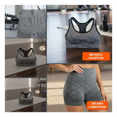CONJUNTO YOGA MUJER RYBIU DE33247 PLATA PRACTICO Y COMODO PLOMO + LIGAS REGALO - 5