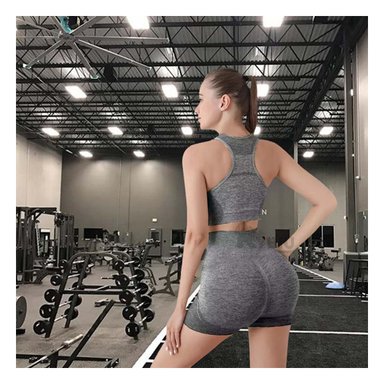 TOP YOGA MUJER RYBIU DE33247 PLATA AJUSTADO COMODO FITNESS EN PLOMO