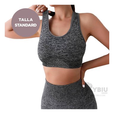 CONJUNTO YOGA MUJER RYBIU DE33247 PLATA ELASTICO FITNESS EN PLOMO + BANDERITAS ADHESIVAS - 5