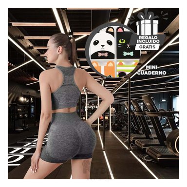 CONJUNTO YOGA MUJER RYBIU DE33247 PLATA LIGERA EJERCITAR PLOMO + GIFT STICKERS